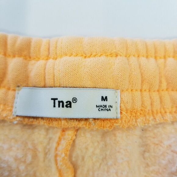 TNA Women Cozy Fleece Jogger Pants Size M Drawstring Elastic Waist Orange - Picture 6 of 7